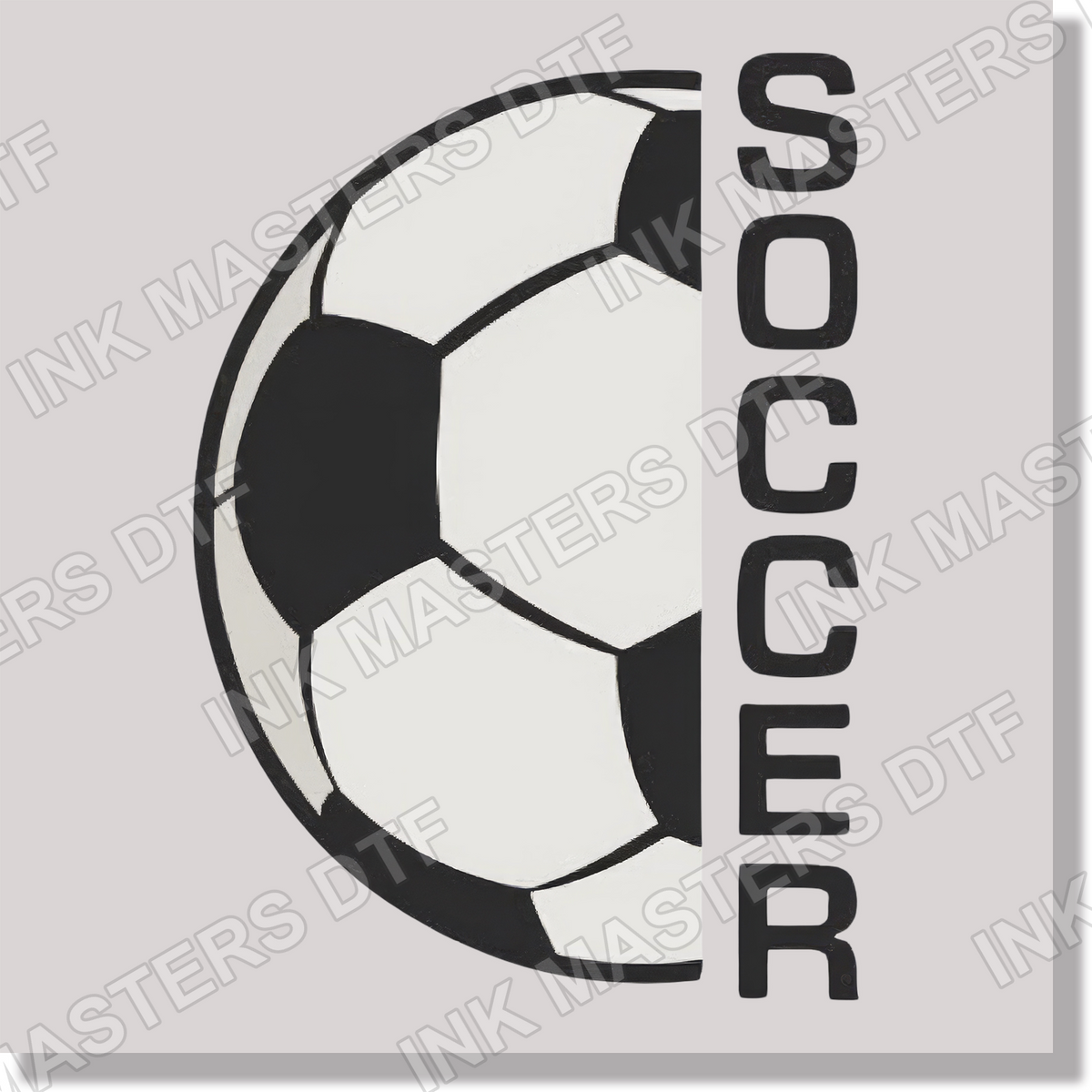 Soccer Half Ball Black Text DTF Transfer