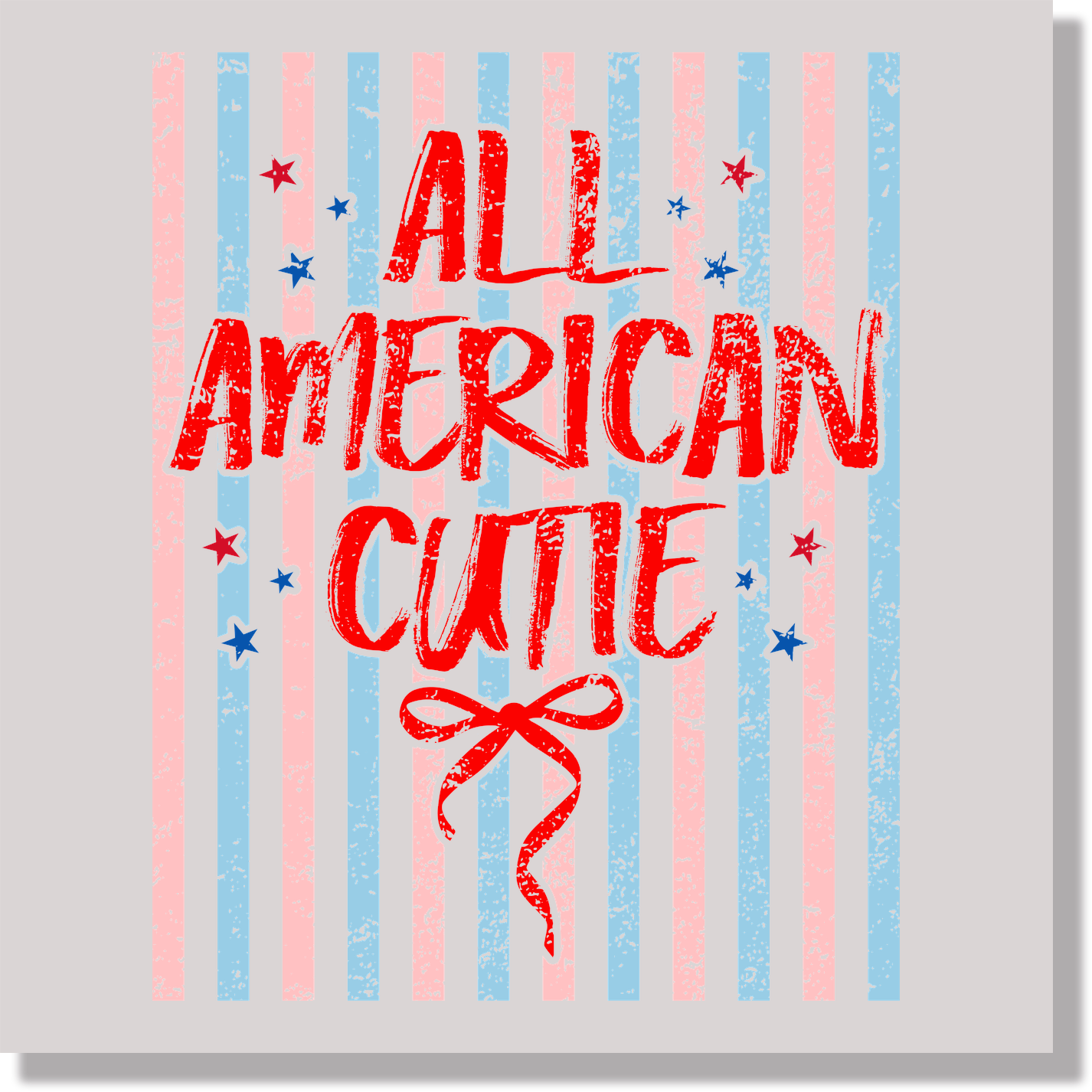 Striped Textured All American Cutie Fourth Of July Kids DTF Transfer