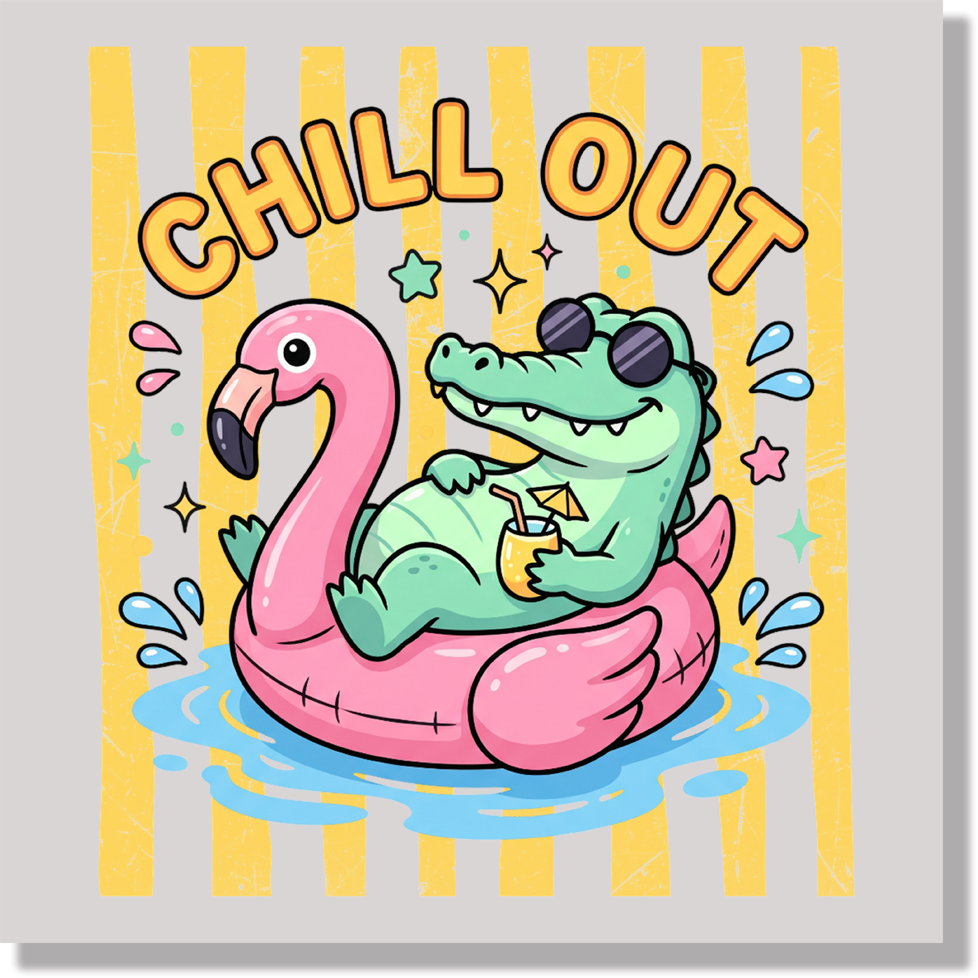 Summer Chill Out Crocodile Kids DTF Transfer