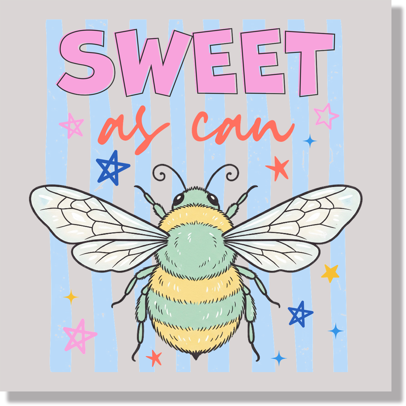 Sweet Bee Summer Preppy Kids DTF Transfer