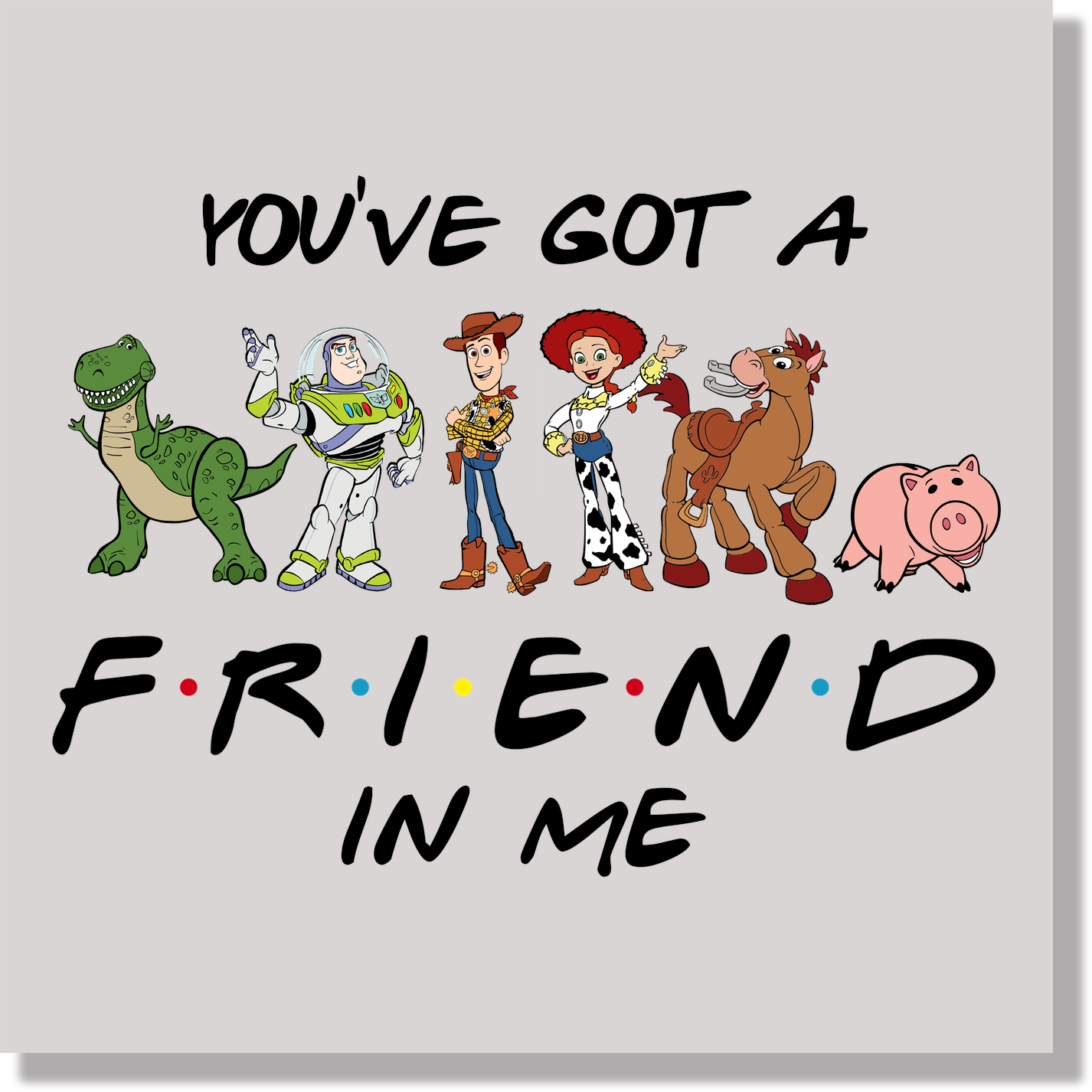 Toy Story Friends Black Text DTF Transfer