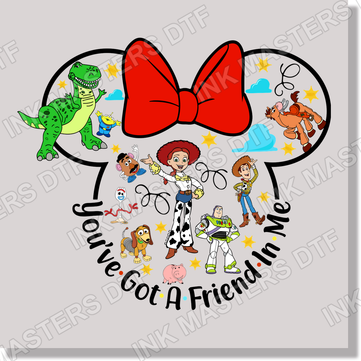 Toy Story In Minnie Head DTF Transfer