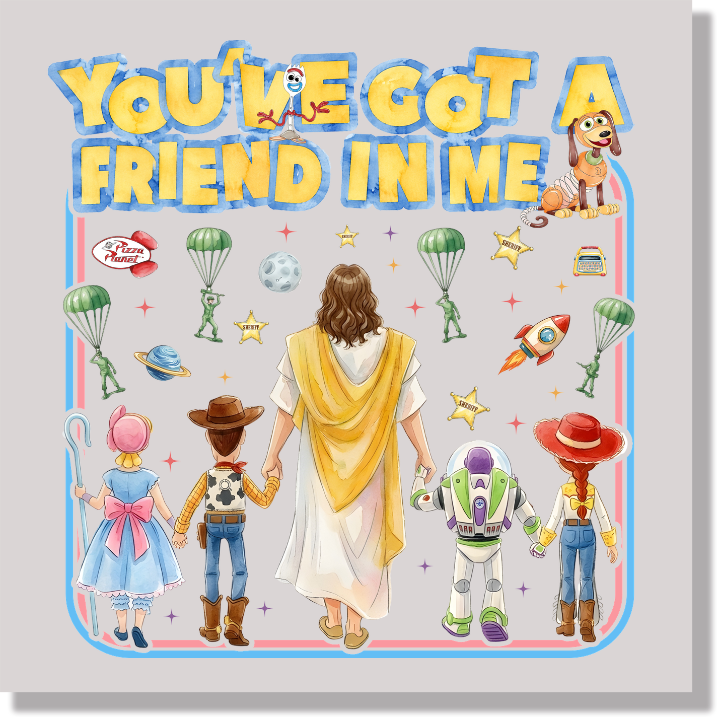 Toy Story & Jesus DTF Transfer