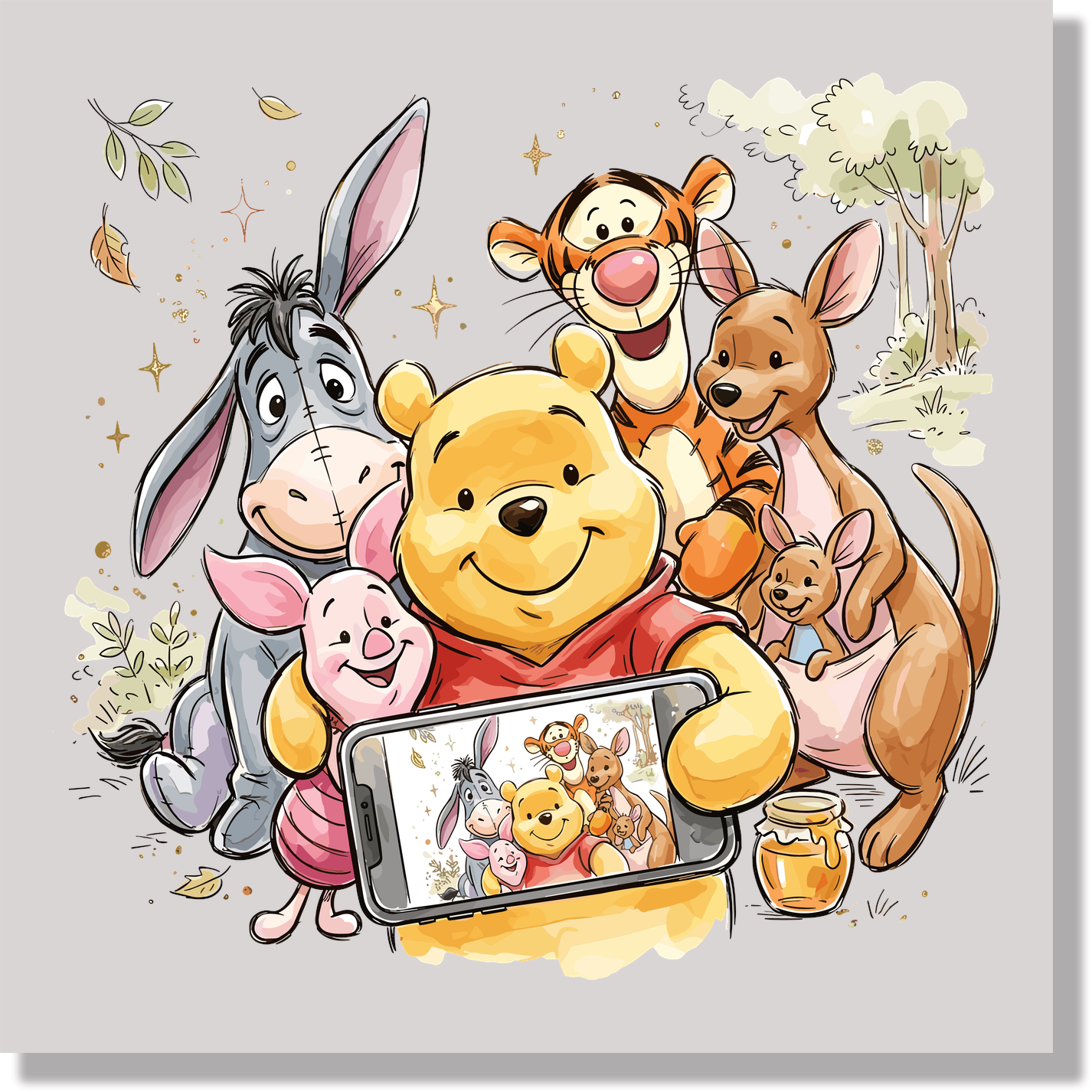 Winnie The Pooh & Friends Selfie DTF Transfer