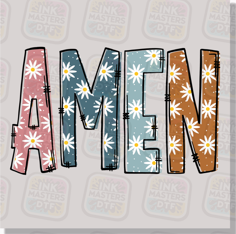 Amen Daisy Pattern DTF Transfer - Ink Masters DTF