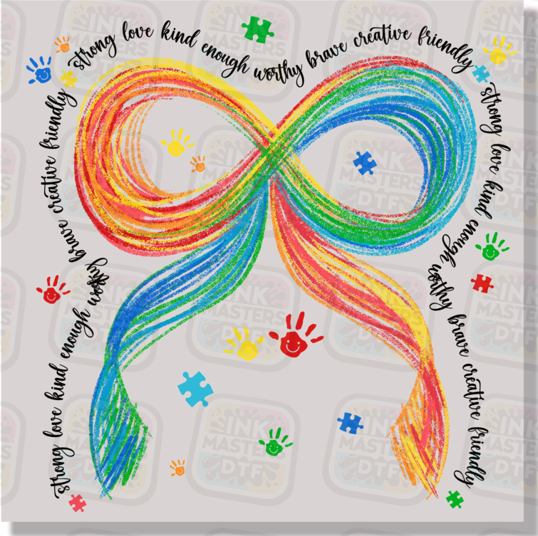 Autism Bow Colorful DTF Transfer - Ink Masters DTF
