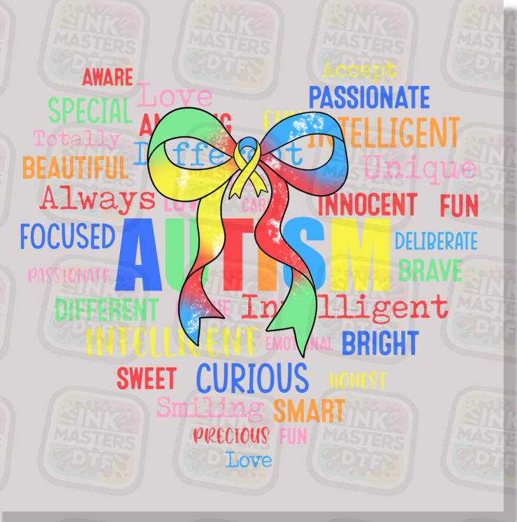 Autism Awareness Heart Bow DTF Transfer - Ink Masters DTF