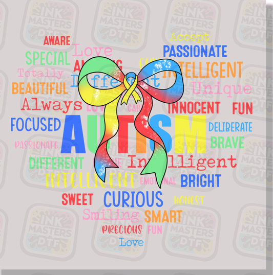 Autism Awareness Heart Bow DTF Transfer - Ink Masters DTF