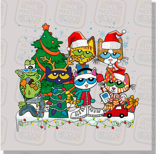 Blue Cat And Friends Christmas DTF Transfer - Ink Masters DTF