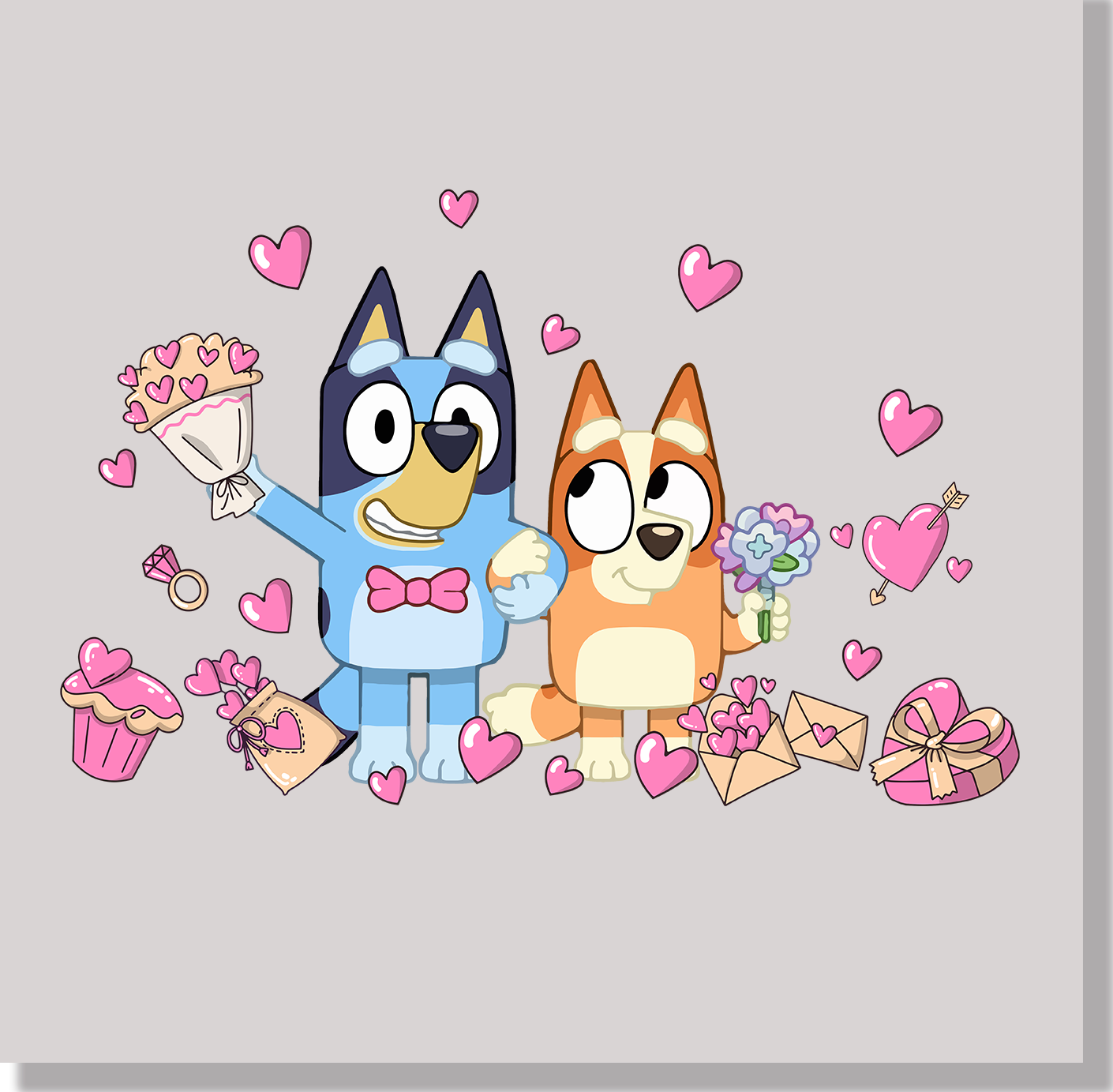 Bluey And Bingo Valentine's Day DTF Transfer - Ink Masters DTF