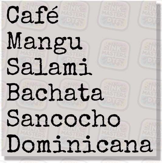Cafe Mangu Salami Bachata Sancocho Dominicana DTF Transfer - Ink Masters DTF