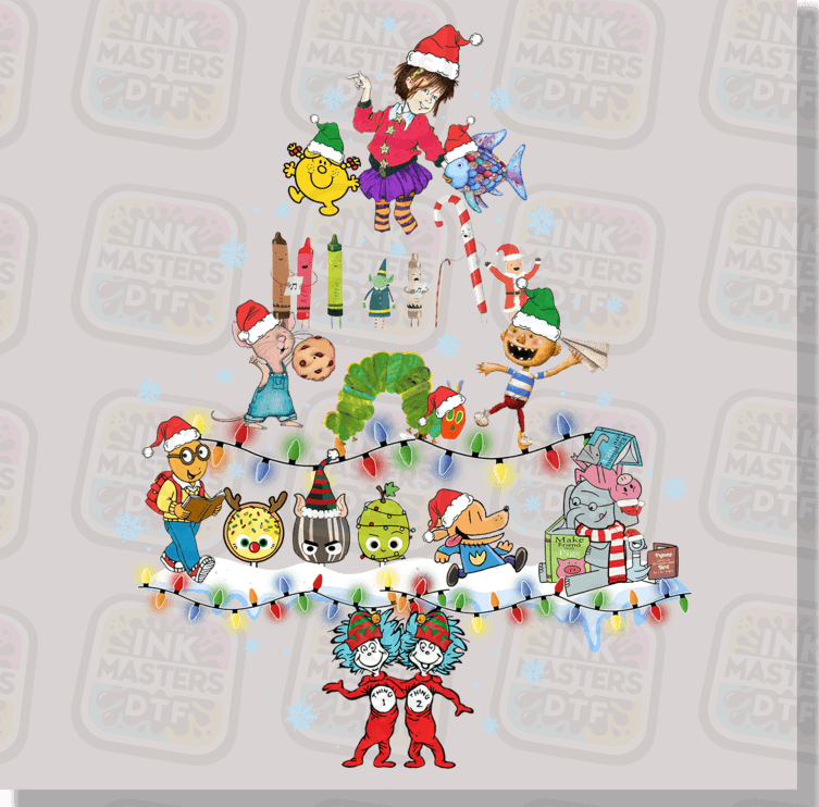 Children's Book Christmas Tree DTF Transfer