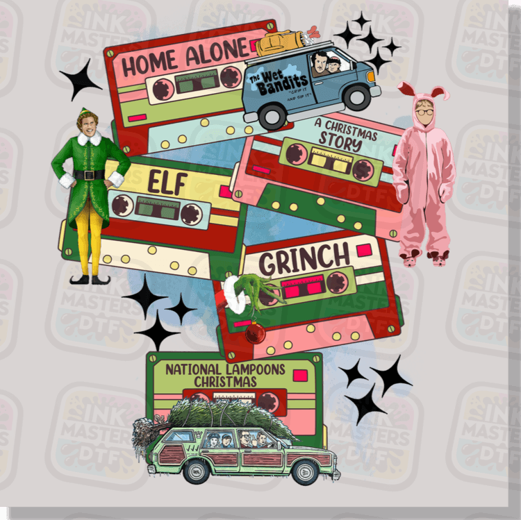 Christmas Movies Cassette Tapes DTF Transfer - Ink Masters DTF