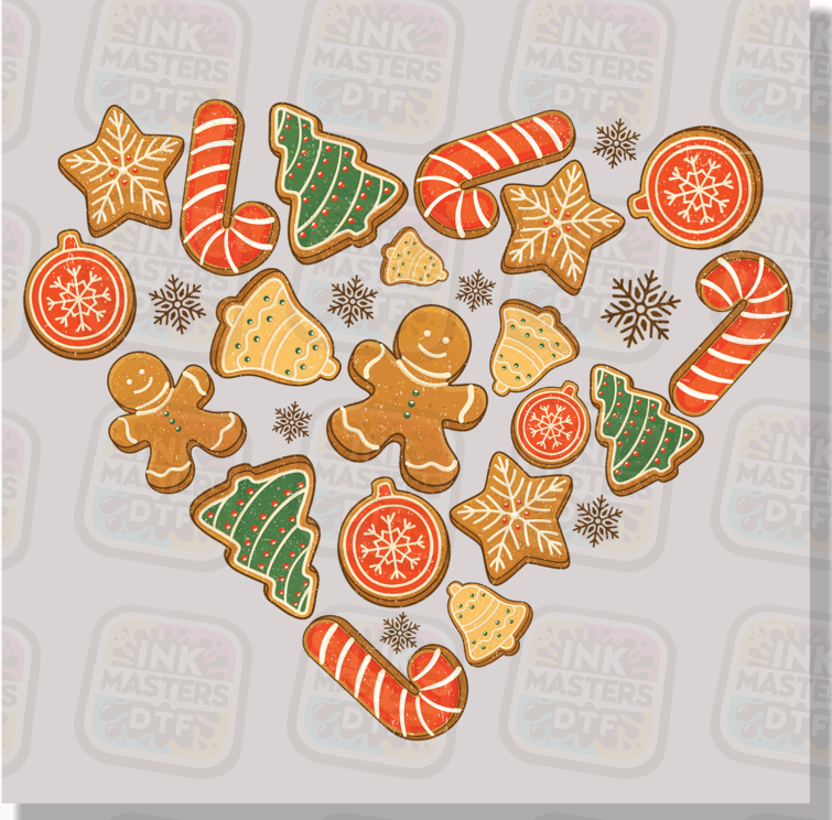 Christmas Cookie Heart DTF Transfer - Ink Masters DTF