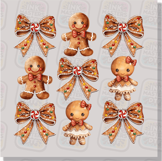 Gingerbread And Bows DTF Transfer - Ink Masters DTF