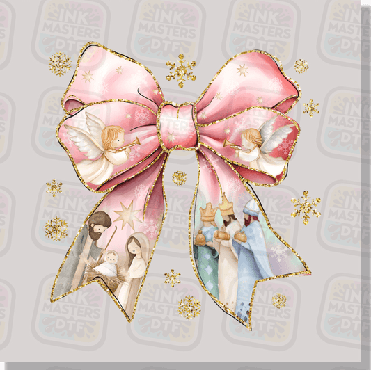 Christmas Religion Pink Bow DTF Transfer - Ink Masters DTF