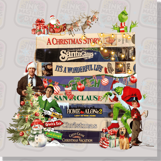 Christmas Movies VHS Stack DTF Transfer - Ink Masters DTF