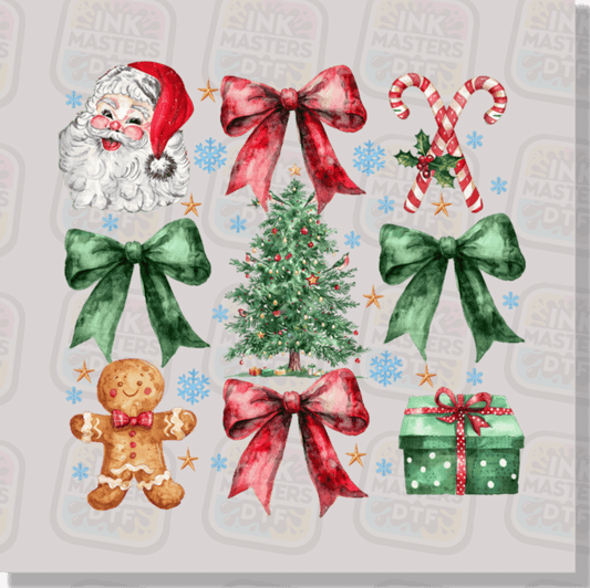 Classic Christmas And Bows DTF Transfer - Ink Masters DTF