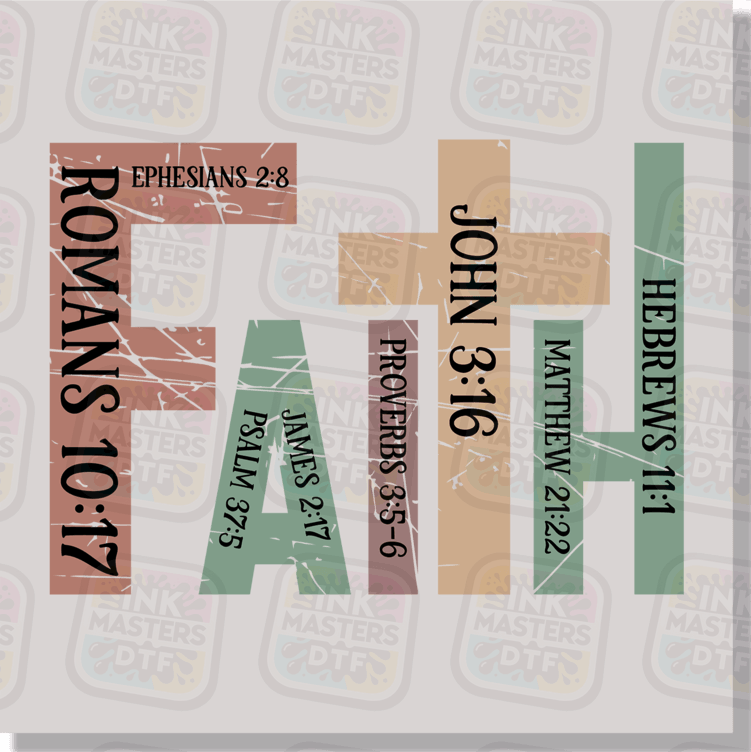 Faith With Bible Verses In Text DTF Transfer - Ink Masters DTF