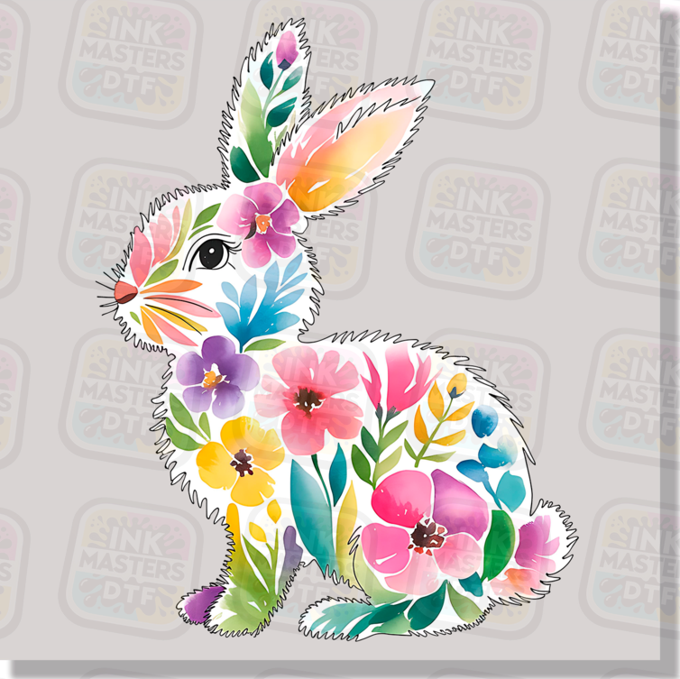 Floral Spring Bunny DTF Transfer