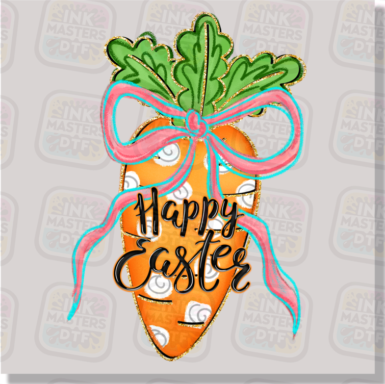 Fuax Glitter Happy Easter Carrot DTF Transfer