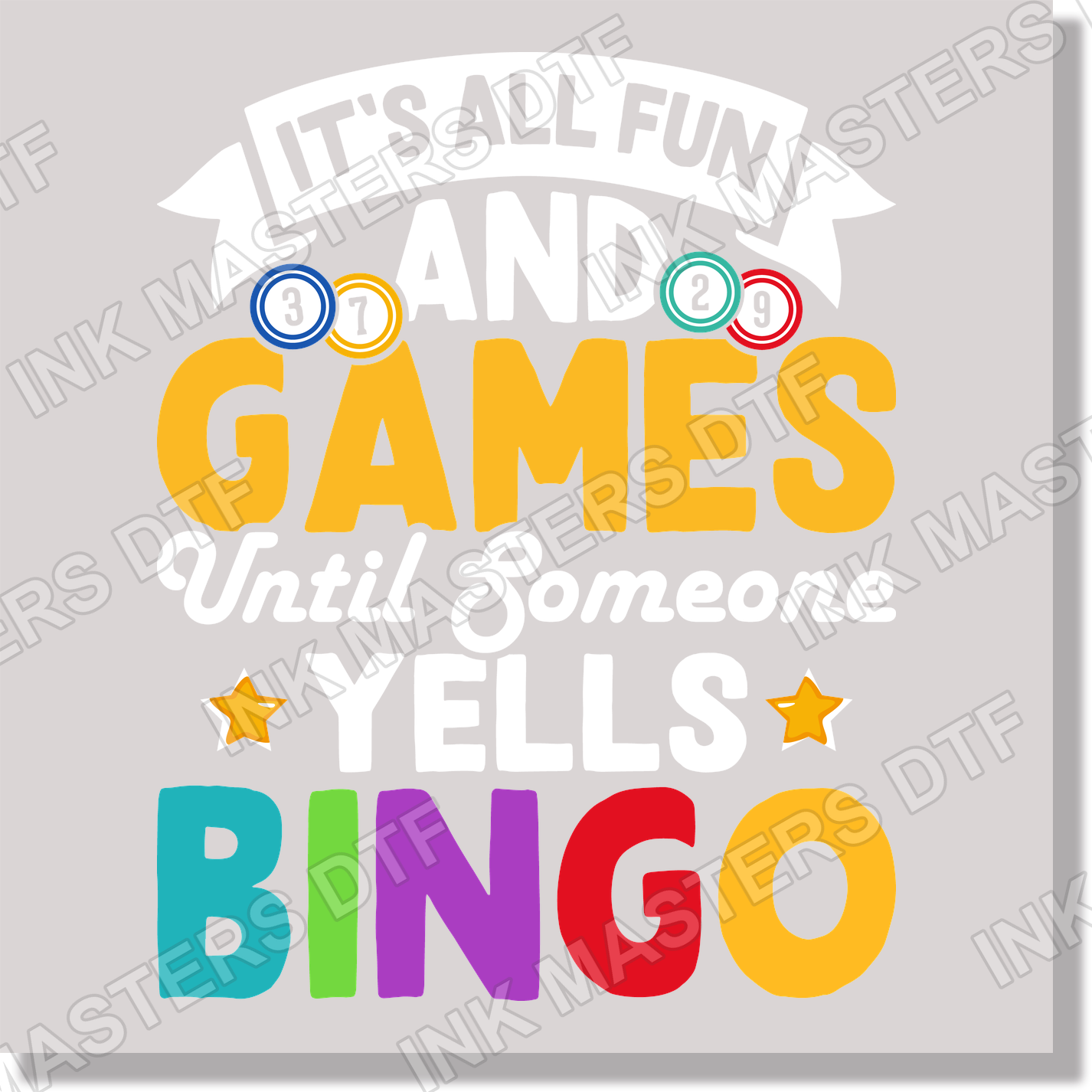 Games Bingo Colorful DTF Transfer