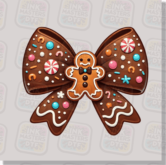 Gingerbread Cookie Bow DTF Transfer - Ink Masters DTF