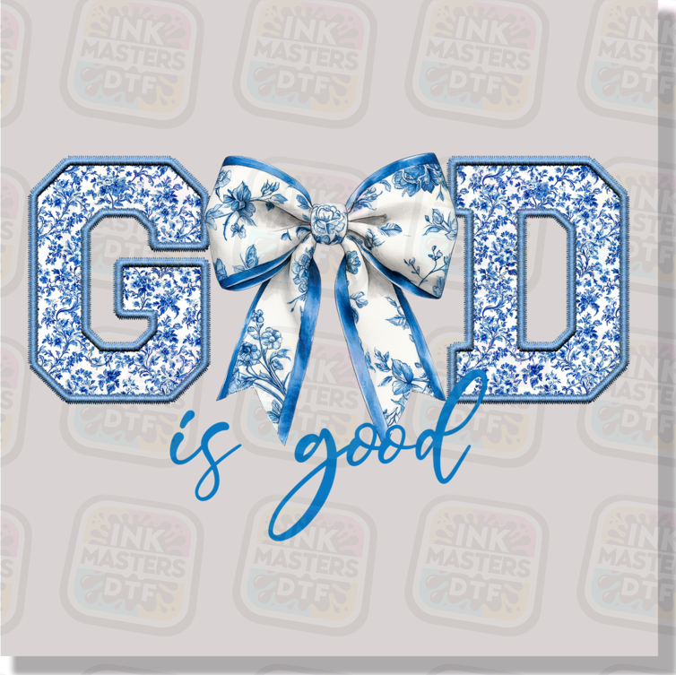 God Is Good Fuax Embroidery Coquette DTF Transfer