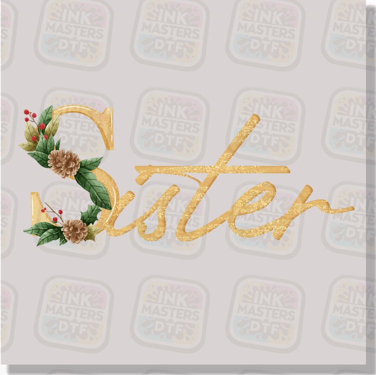 Matching Family Christmas Gold Text DTF Transfer - Ink Masters DTF