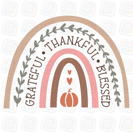 Grateful Thankful Blessed Rainbow DTF Transfer - Ink Masters DTF