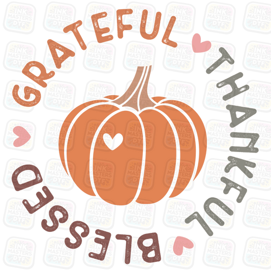 Grateful Thankful Blessed Pumpkin DTF Transfer - Ink Masters DTF