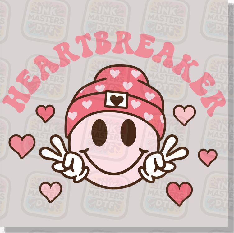 Heartbreaker Pink Smiley DTF Transfer - Ink Masters DTF
