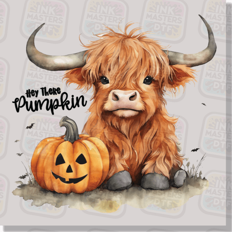Hey There Pumpkin Fall Highland Cow DTF Transfer