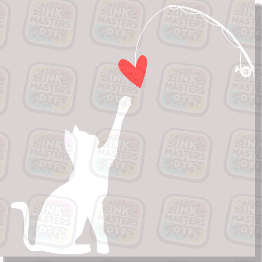 Hooked On Love White Cat DTF Transfer - Ink Masters DTF