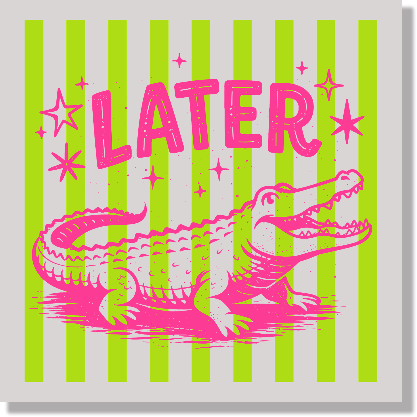 later gator green pink stripped funny DTF Transfer