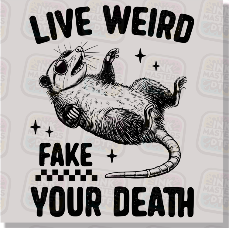 Live Weird Fake Your Death Funny Possum DTF Transfer