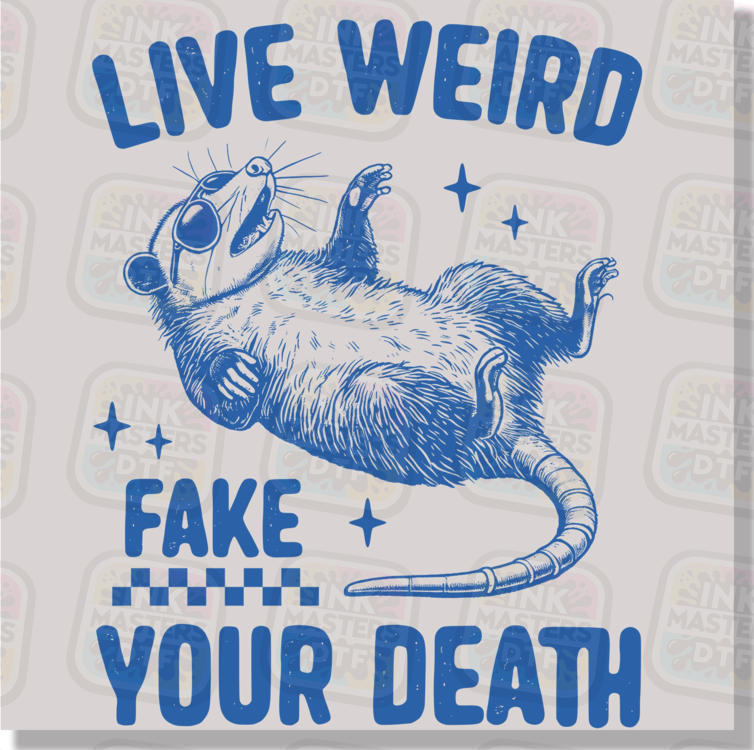 Live Weird Fake Your Death Funny Possum DTF Transfer