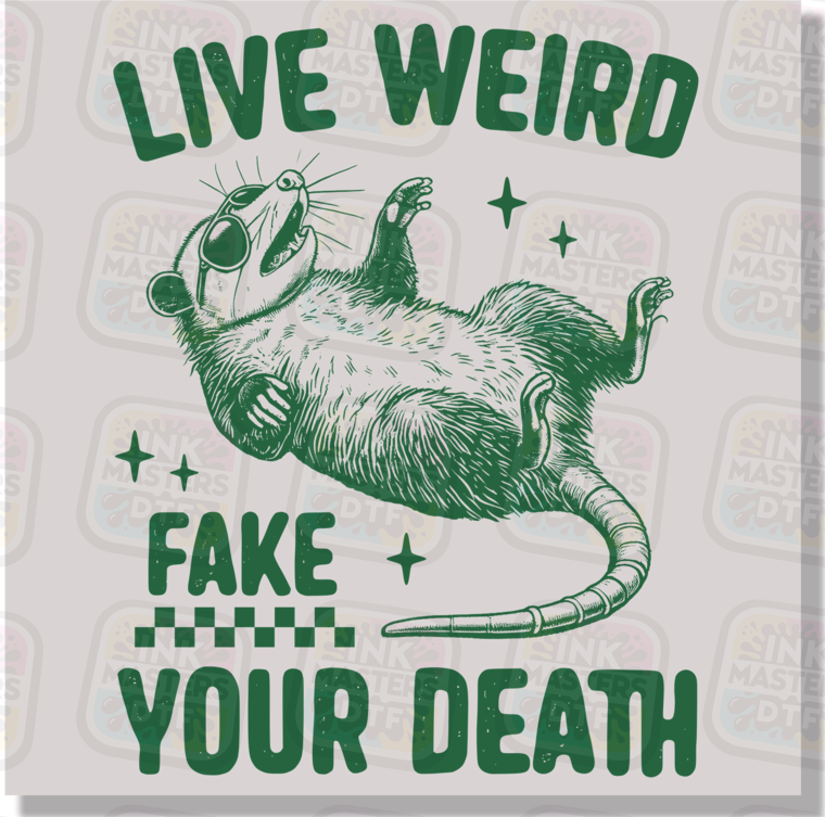 Live Weird Fake Your Death Funny Possum DTF Transfer