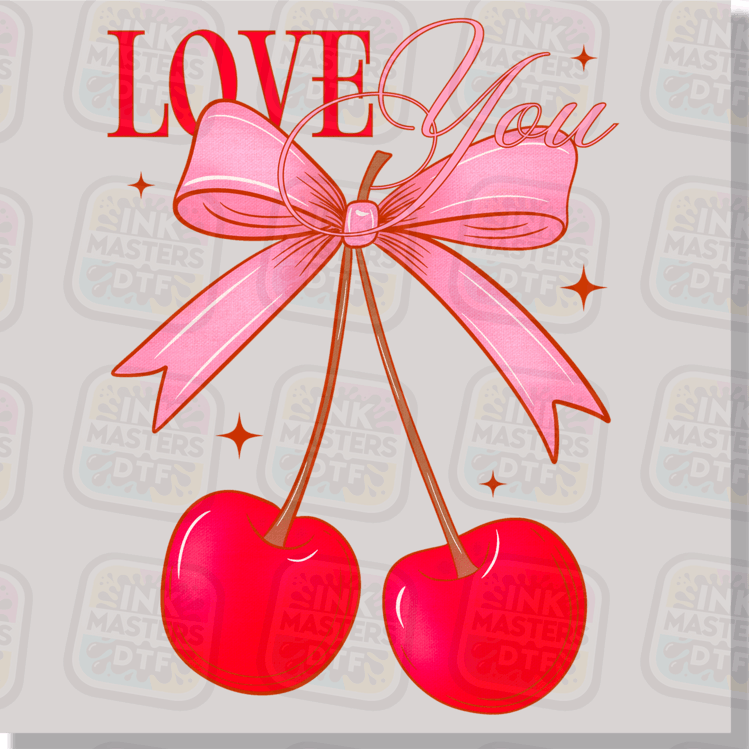 Love You Cherries DTF Transfer - Ink Masters DTF