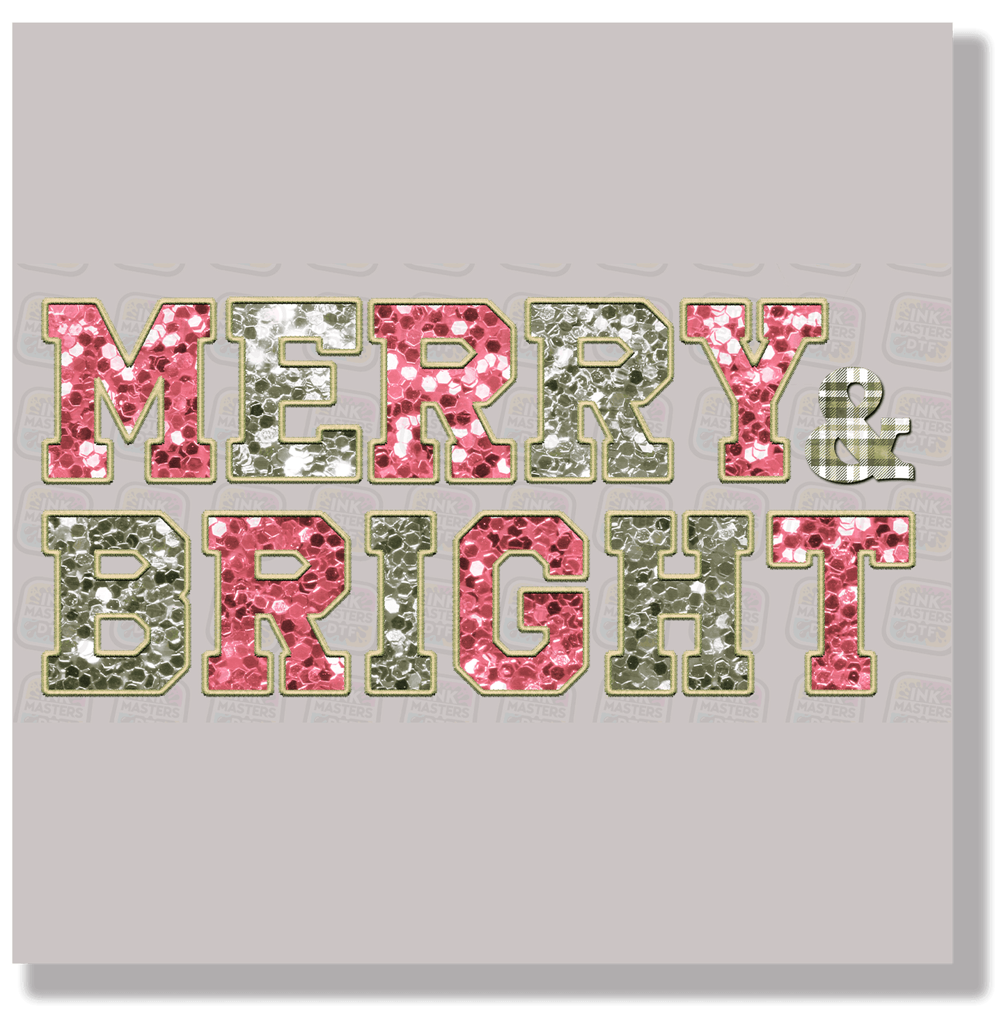 Merry & Bright Pink DTF Transfer - Ink Masters DTF