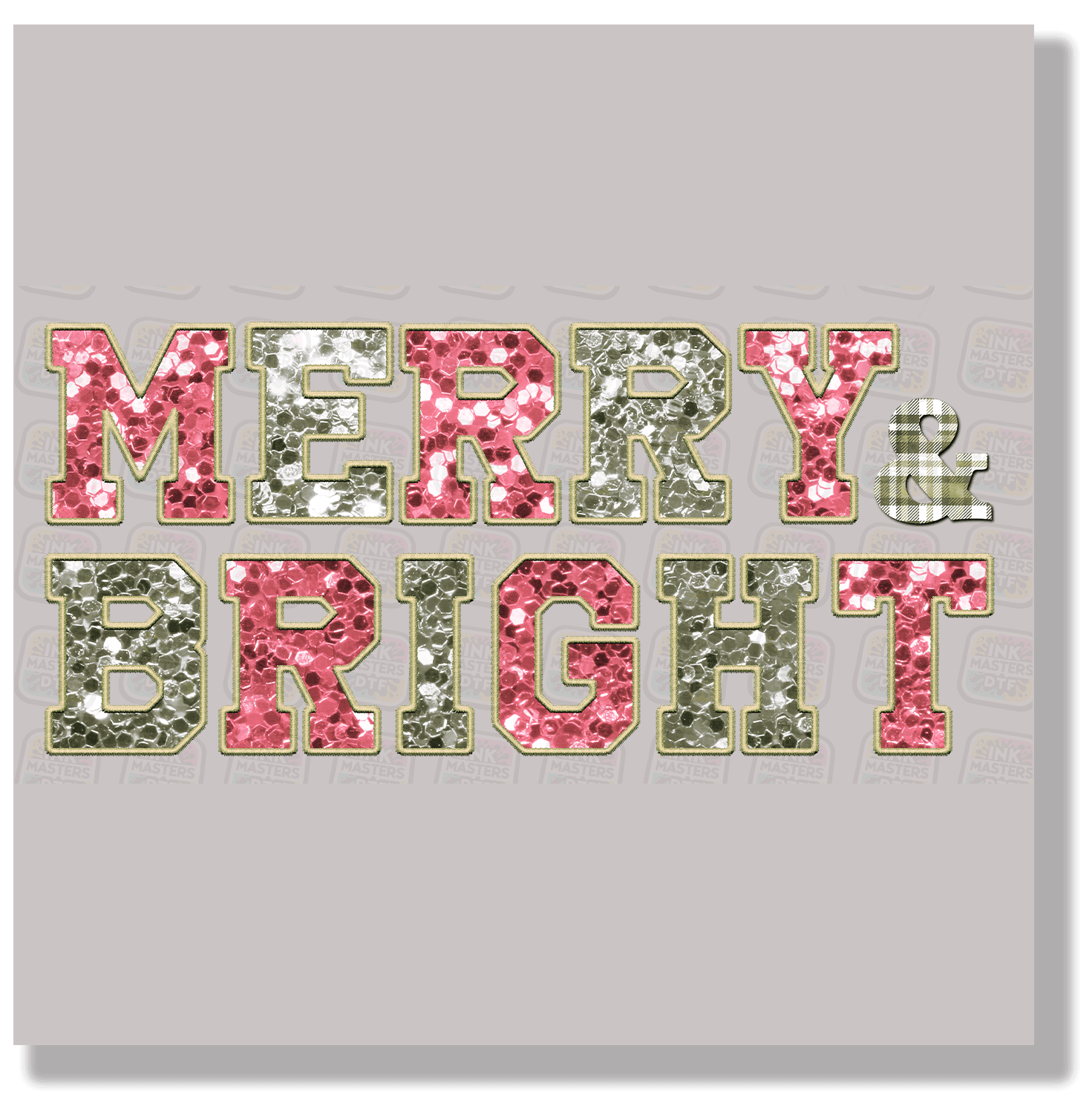 Merry & Bright Pink DTF Transfer - Ink Masters DTF