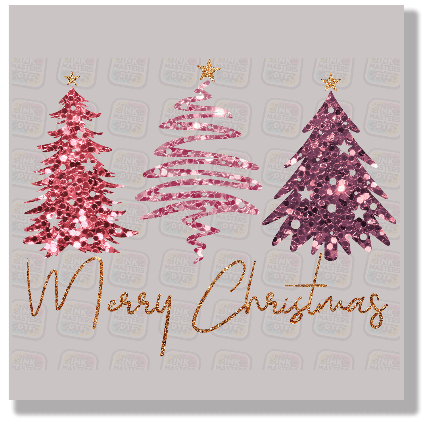Merry Christmas Pink Trees DTF Transfer - Ink Masters DTF