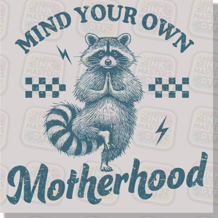Mind Your Own Motherhood Funny Racoon DTF Transfer