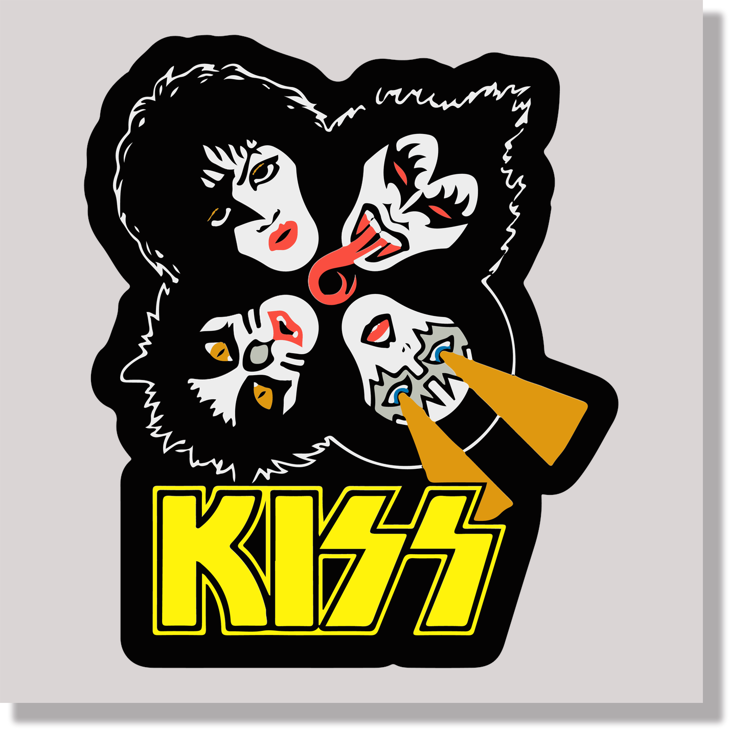 music kiss band face paint logo yellow DTF Transfer