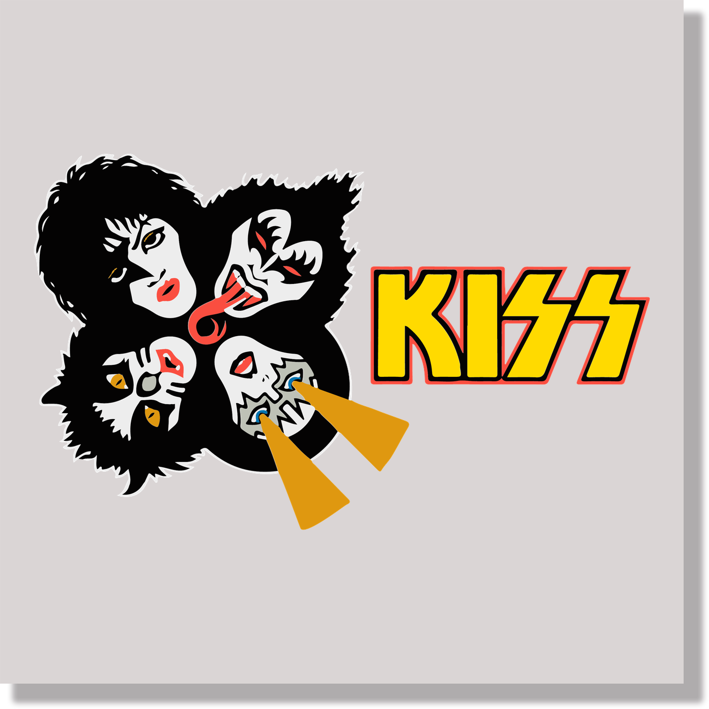 music kiss band faces makeup black white DTF Transfer