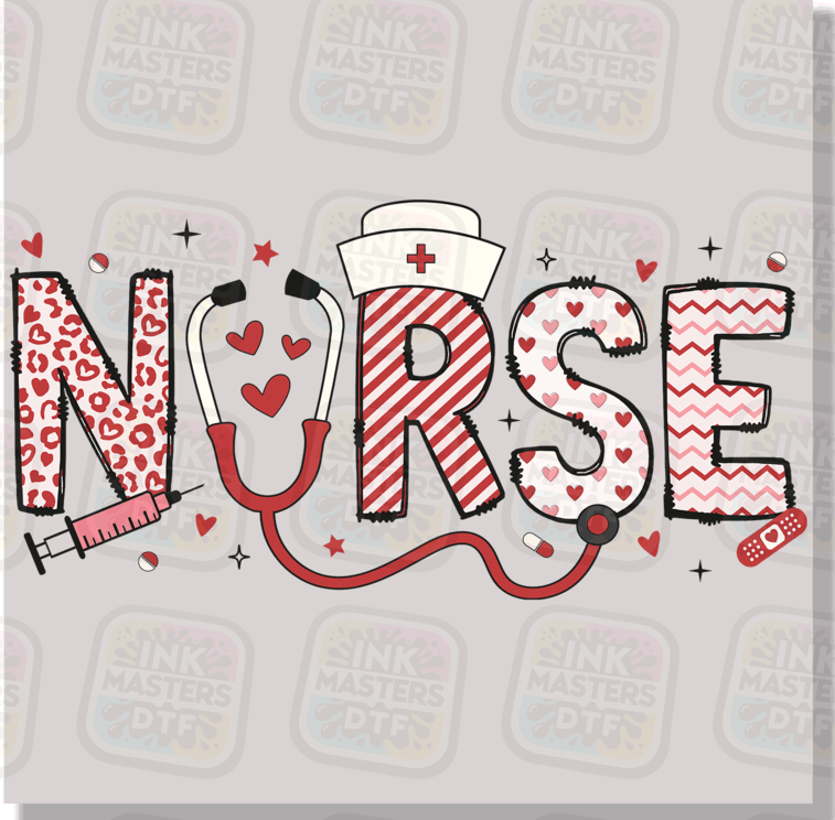 Nurse Valentine Doodle DTF Transfer - Ink Masters DTF