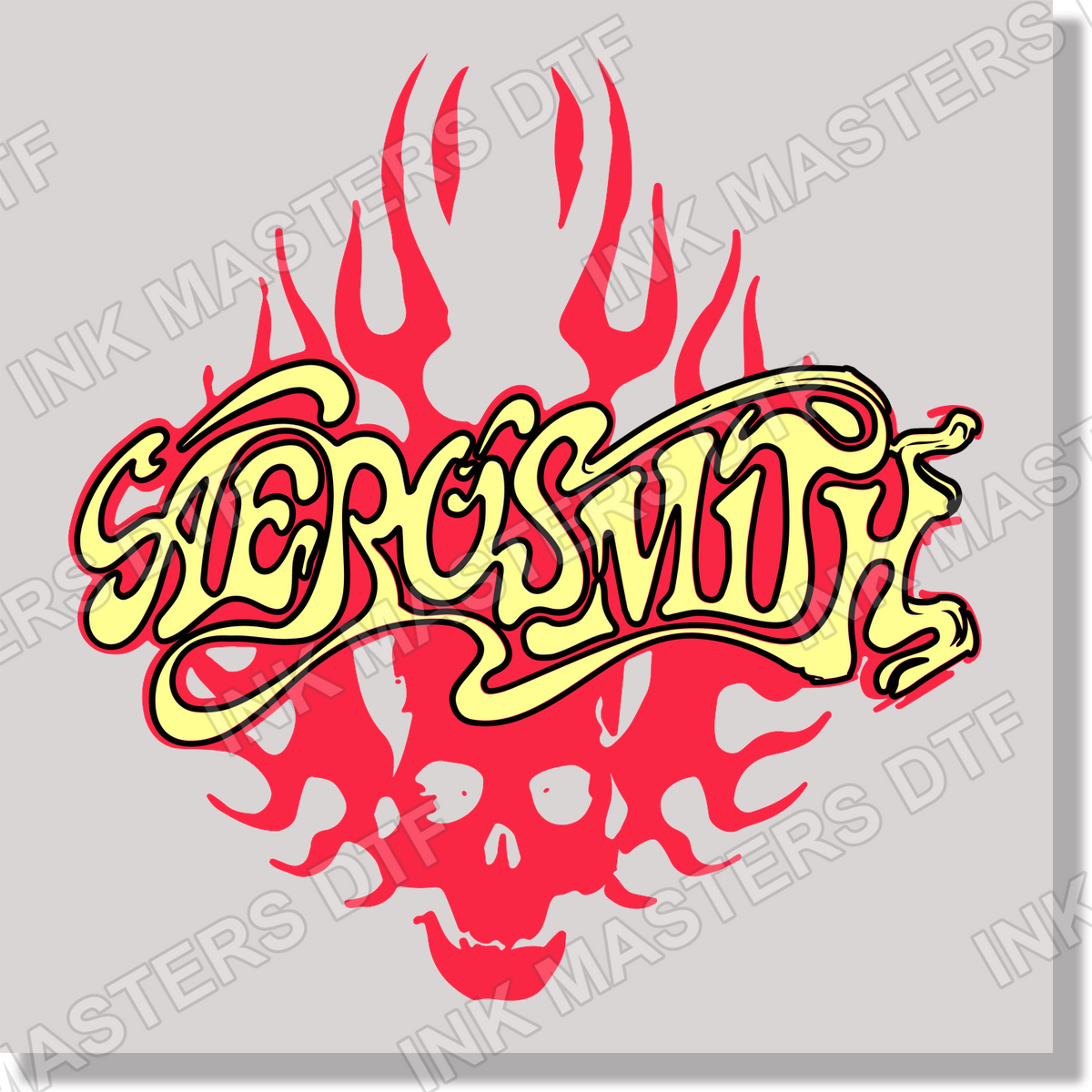 other aerosmith yellow red skull flames DTF Transfer