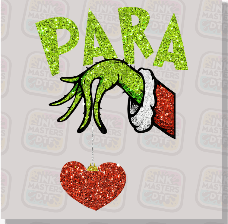 Para Green Christmas Monster Holding Ornament DTF Transfer - Ink Masters DTF