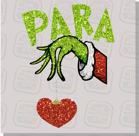 Para Green Christmas Monster Holding Ornament DTF Transfer - Ink Masters DTF