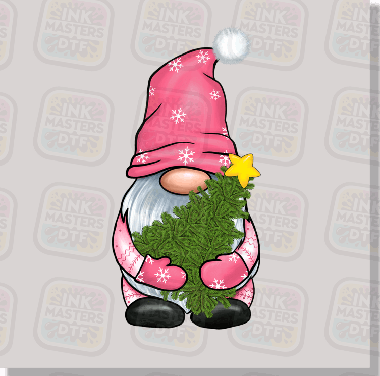 Pink Christmas Gnome DTF Transfer - Ink Masters DTF